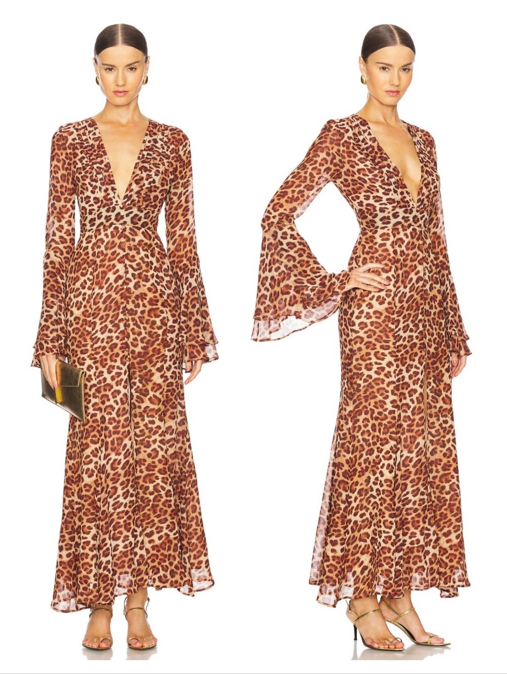 Runaway The Label Sari Maxi Dress in leopard Animal print Size Medium